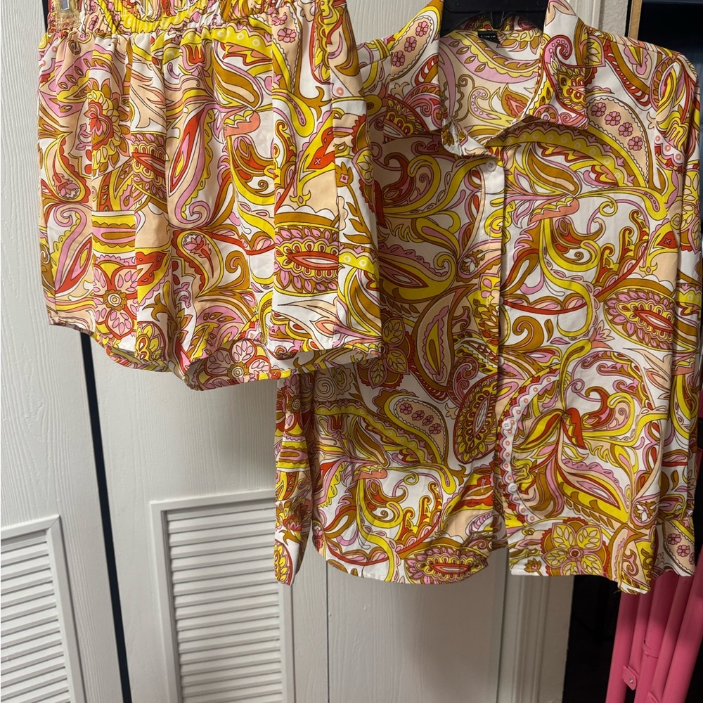 Colorful Paisley Shirt and Shorts Set